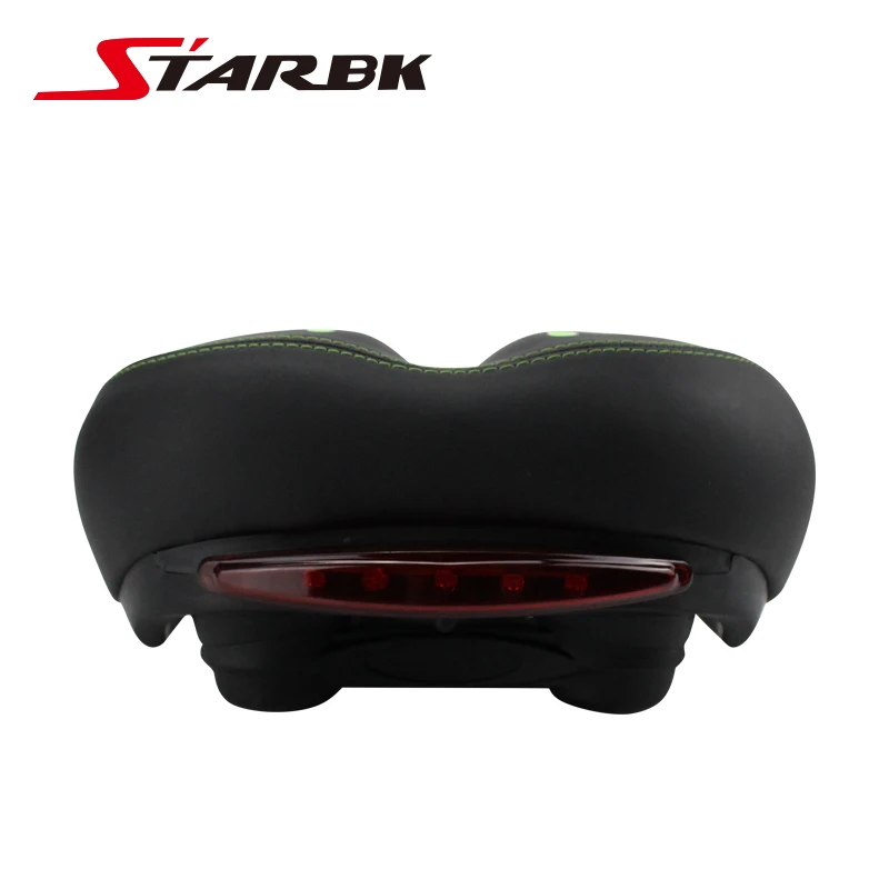 Велосипедное седло STARBK мягкое утолщенное широкое сиденье + задний фонарь для