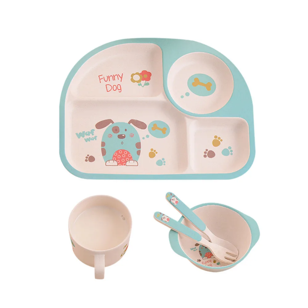 5 шт./компл. детские блюда с героями мультфильмов посуда набор посуды бамбуковое