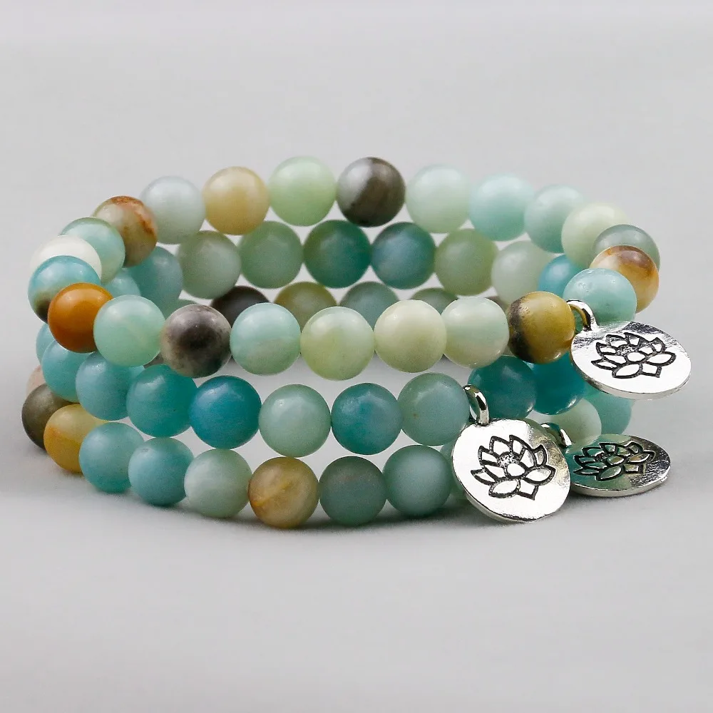 8 мм натуральные высококачественные бусы из камня амазонита с подвеской лотоса