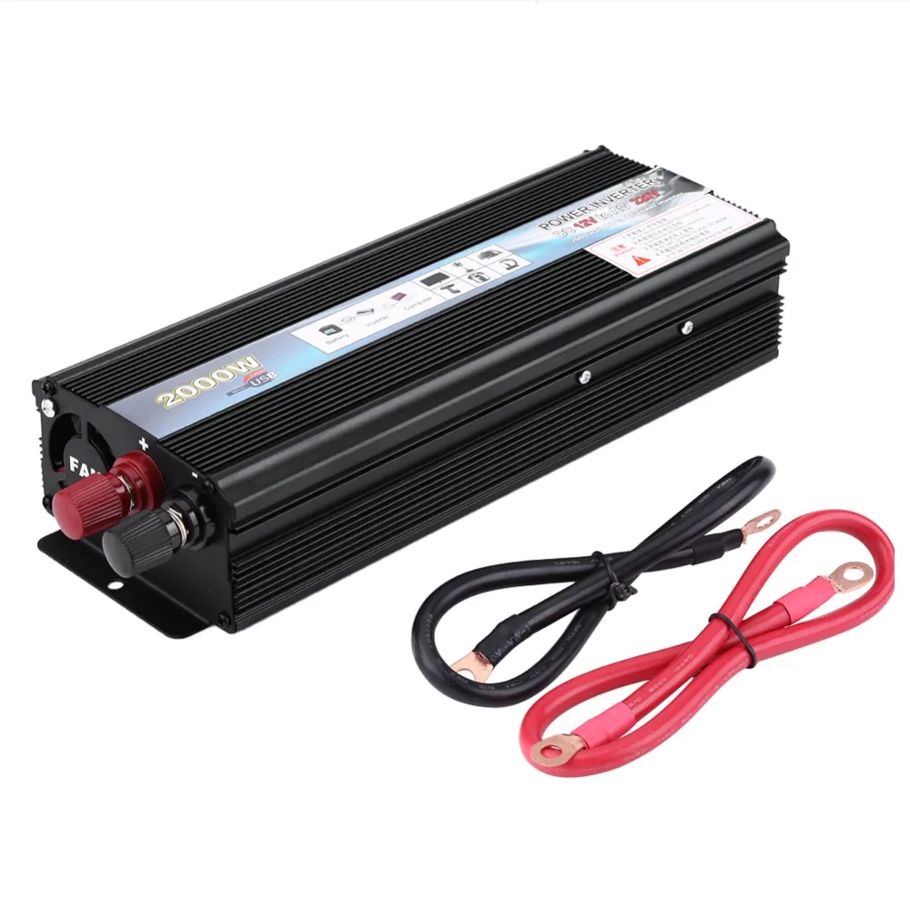 Зарубежные 2000W DC 12V дo AC 220V Автомобильный инвертирующий усилитель мощности
