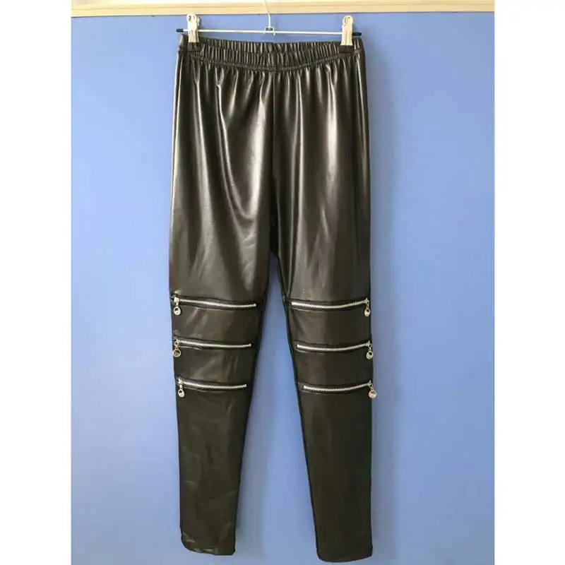 Elastic Waist Zipper Faux Leather Leggings Women Spring Sexy Club Pants Female Punk Slim Casual Party Leggins | Женская одежда