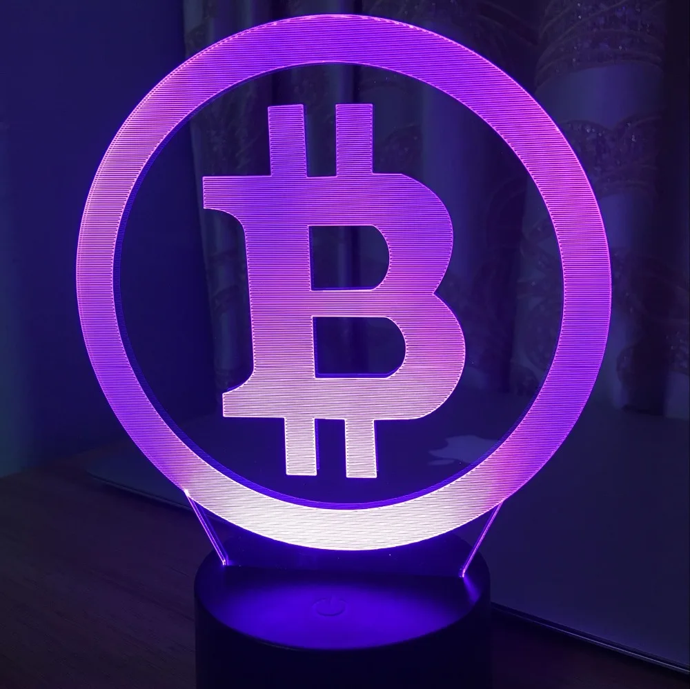 3D светильник s простой Bitcoin лампа Ночной 7 цветов Изменение светодиодный Спальня