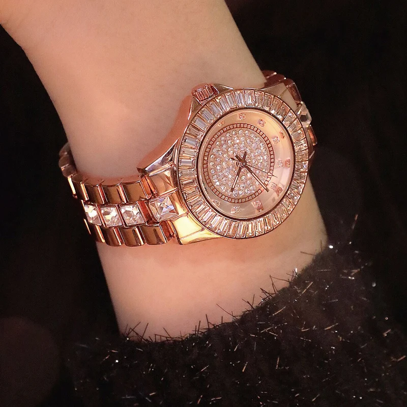 Бренд BS женские часы браслет модные роскошные наручные со стразами кварцевые с