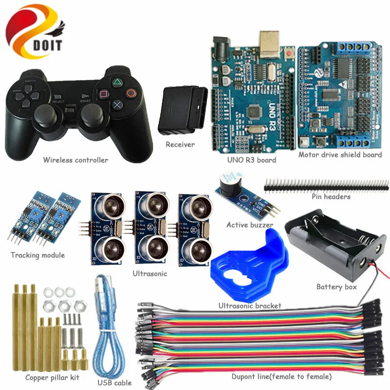 

Wireless handle/joystick Control kit for Robot Crawler Tank Car Chassis with Unltrasonic Obstacle Avoidance DIY Toy