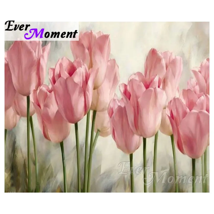 

Ever Moment DIY Diamond Embroidery Tulip Diamond Mosaic Full Square Drills Artwork Home Decoration Diamond Painting ASF1144