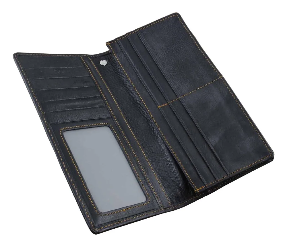 New Black Real Leather Mens Biker Card/Money Long Wallet Purse W/ Jeans Key Chain | Багаж и сумки