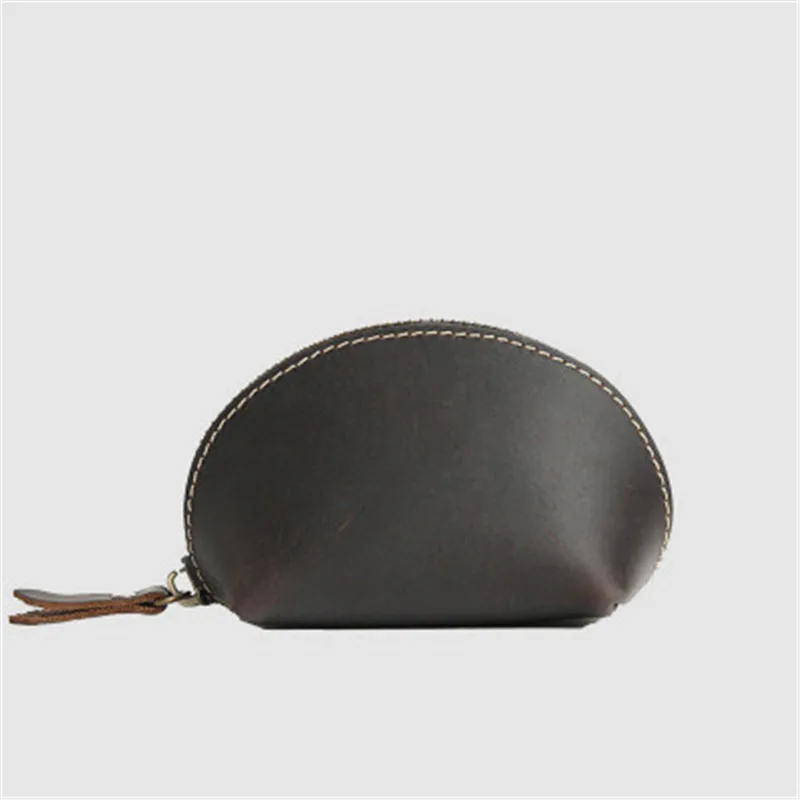

ALAVCHNV Creative Retro Crazy Horseskin First layer Leather Mini Shell Coin Purse Leather Coin Bags Storage bag 678
