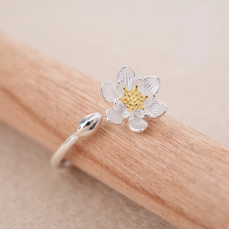 XIYANIKE 925 Sterling Silver Personality Flower Rings Creative Opening Adjustable Ring For Women Vintage Jewelry Gifts VRS2419 | Украшения