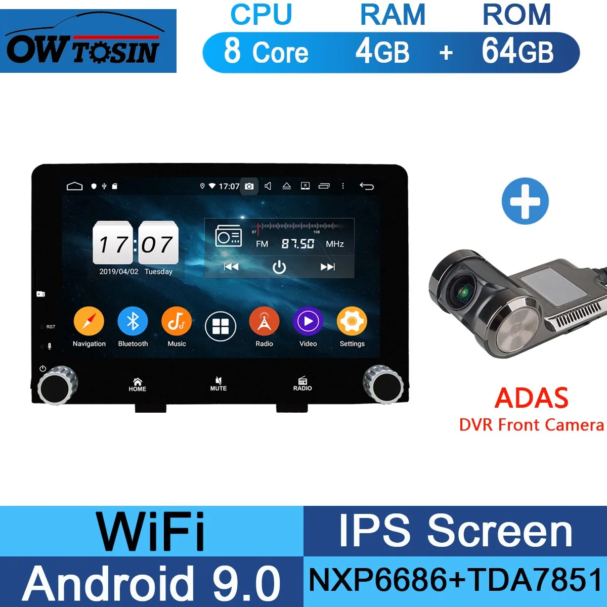 " ips 8 ядерный 4G+ 64G Android 9,0 автомобильный dvd-плеер для KIA RIO радио gps Навигация стерео Мультимедиа попугай BT CarPlay - Цвет: 64G Adas Camera