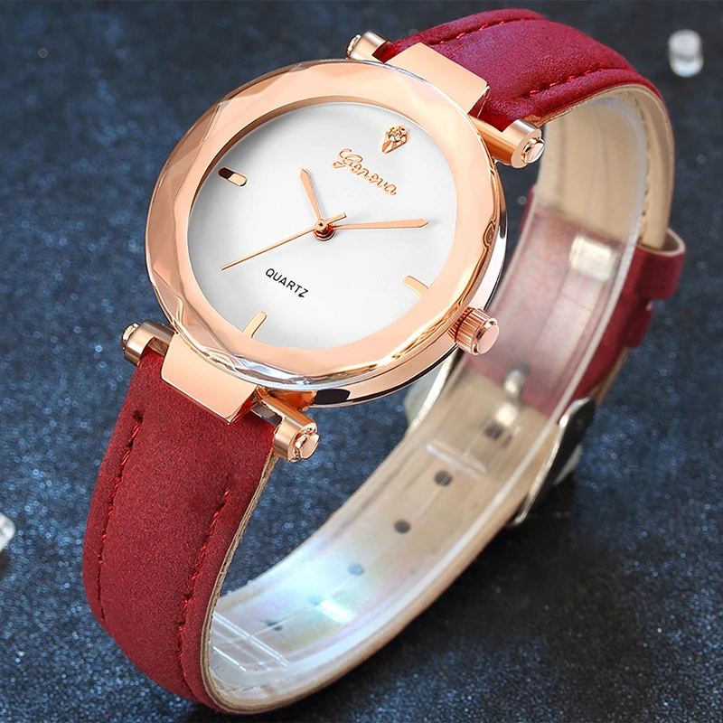 Для женщин s часы Роскошные Кварцевые Женева дамы подарок платье браслет кожа