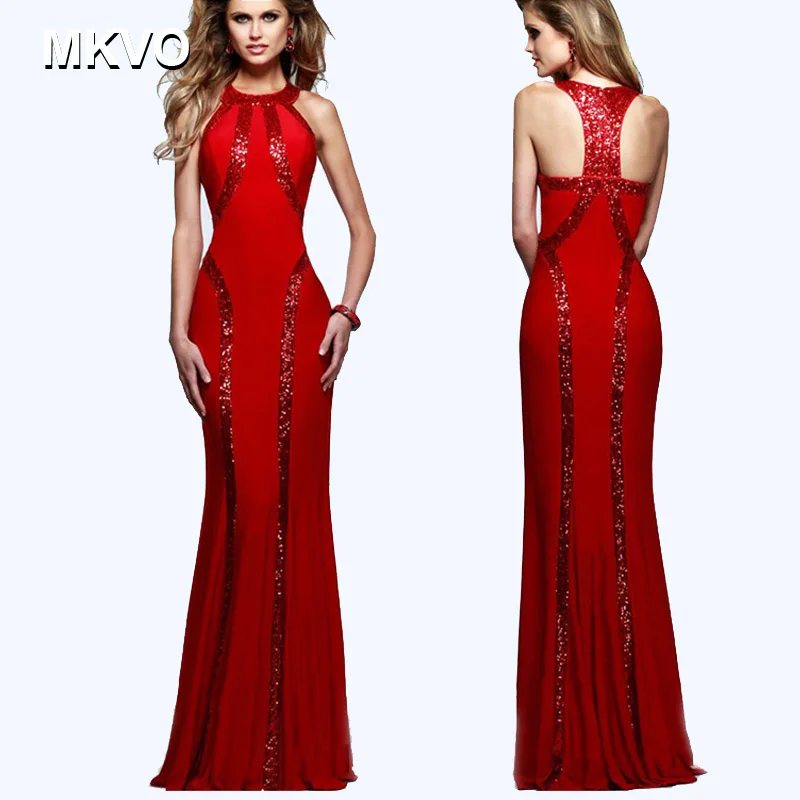 Женское весеннее сексуальное платье с открытой спиной gucced Red бретелька Русалка