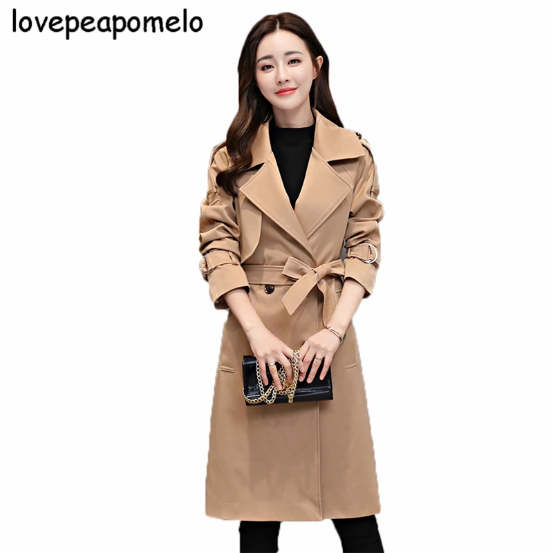 Winter Women;s Costumes Big Size Windbreaker Casual Long Outerwear Bow Large Size Female Overcoat Long Sleeve Leisure TrenchJ593