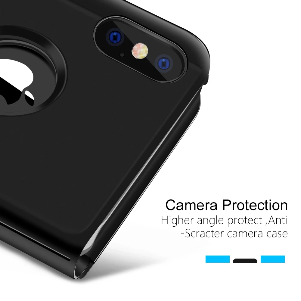 Умный зеркальный чехол для iPhone 11 Pro Xr Xs Max прозрачный с окошком и подставкой
