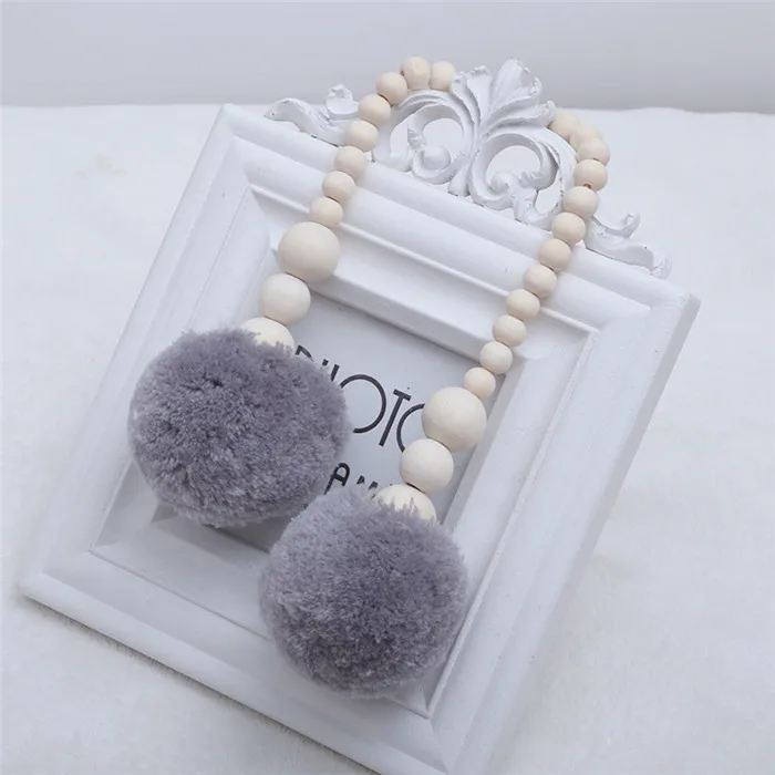 Grey Ball INS Скандинавская звезда Луна кисточка деревянный бисер Украшение для детской комнаты детская палатка подвесная подвеска Настенный декор реквизит для фотосессии - Цвет: Grey Ball