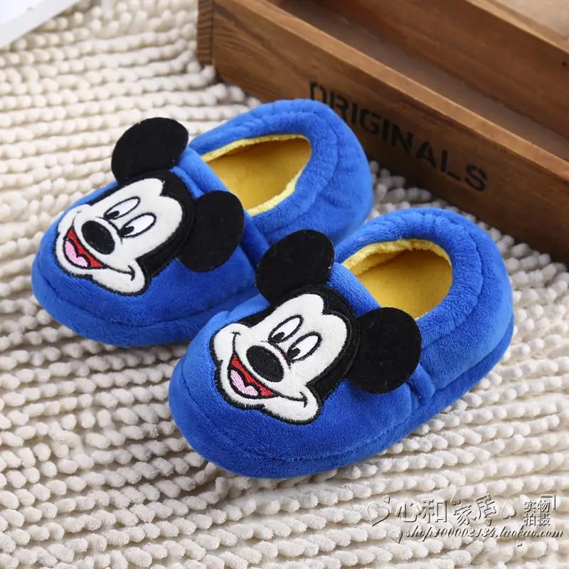 Disney/детская теплая хлопковая обувь с рисунком Минни и Микки; домашняя обувь; нескользящая домашняя хлопковая обувь с мягкой подошвой