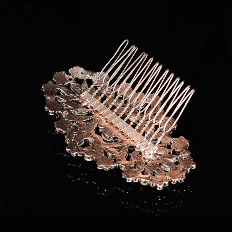 Romantic Full Rhinestone Petals Bride Hair Comb Rose Gold Pin Sticks Headpiece Wedding Accessories Jewelry MY788 | Украшения и