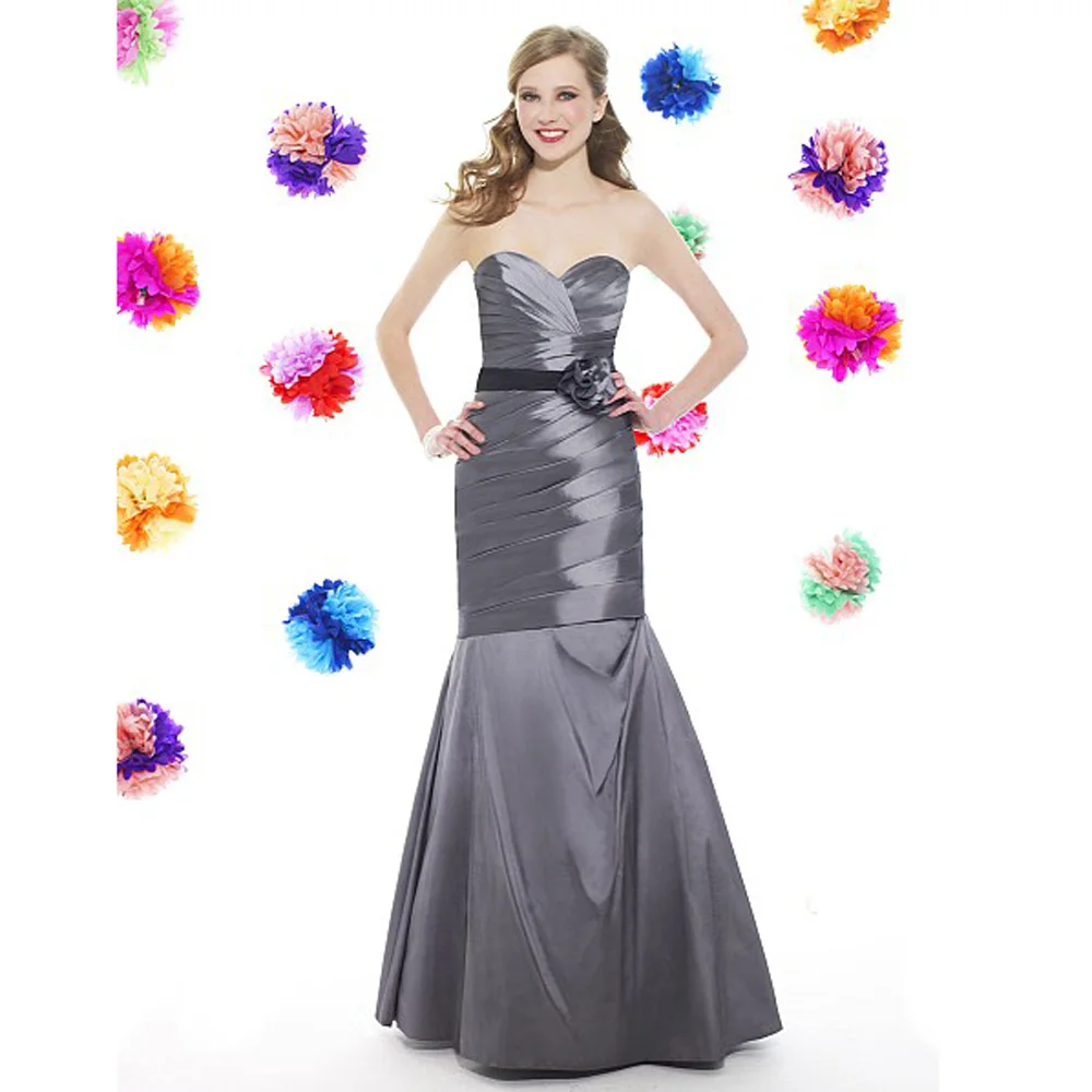 Cheap Sweetheart Grey Satin Bridesmaid Dresses With Pleat Sleeveless Off The Shoulder Wedding Party 2016 | Свадьбы и торжества