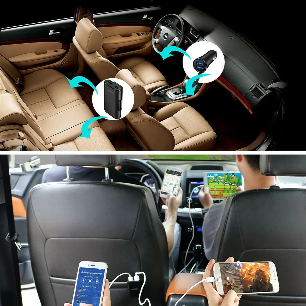 QC3.0 4 USB порта 7А Быстрая Зарядка телефона автомобильное зарядное устройство