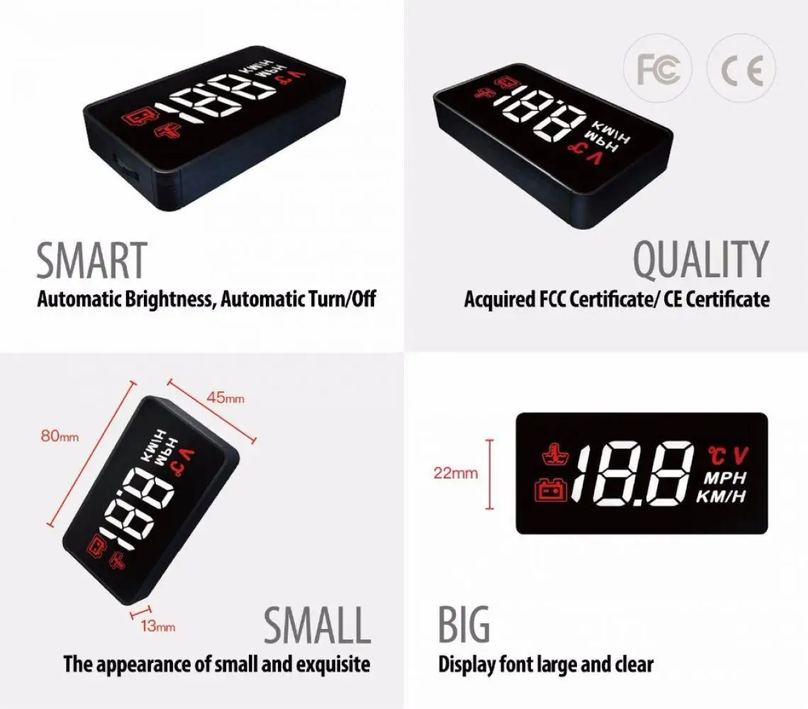 Автомобильный HUD Дисплей OBD2 II EUOBD превышение скорости Предупреждение Системы проектор для ветрового стекла автоматический электронный Напряжение сигнализации автомобиля аксессуары