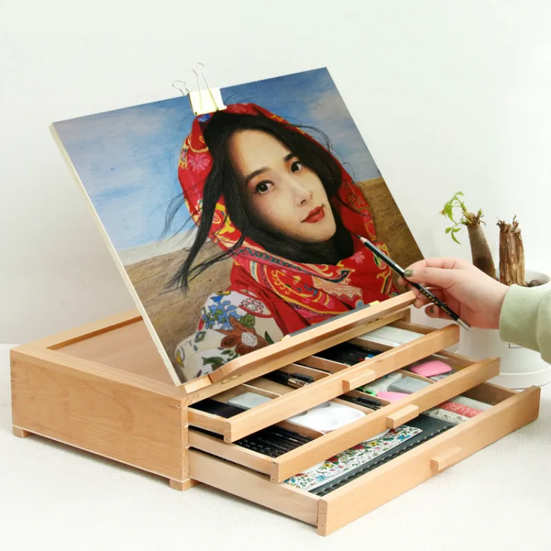 Мольберт Caballete Pintura Трехслойная картина деревянная подставка масляная акварель гуашь живопись мольберт регулируемые товары для рукоделия для художника