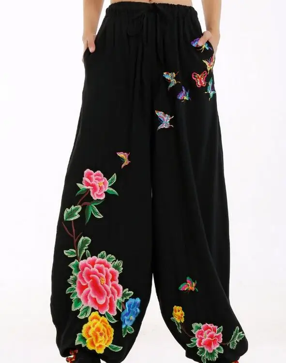 

Free size/ Hot / Spring Women New Fashion Recent leisure wide-legged pants cotton embroidered pants