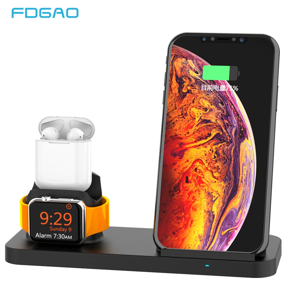 Беспроводное зарядное устройство FDGAO Qi для iPhone X XS Max XR 8 USB 10 Вт Быстрая Зарядка Док