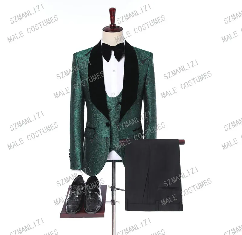 as picture Terno Masculino Slim Fit брендовый смокинг 3 шт костюмы мужские Пейсли свадебное платье с вышивкой костюмы жениха костюм Homme Mariage - Цвет: as picture