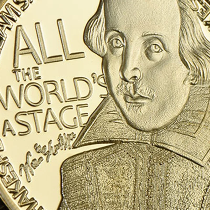 WR украшение дома Великобритания Шекспир металлическая монета Оптовая Золотой