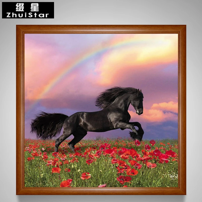 

New 5D DIY Diamond Painting Flower Horse Full Square Diamond Embroidery Cross Stitch Needlework Mosaic Painting Home Decorative
