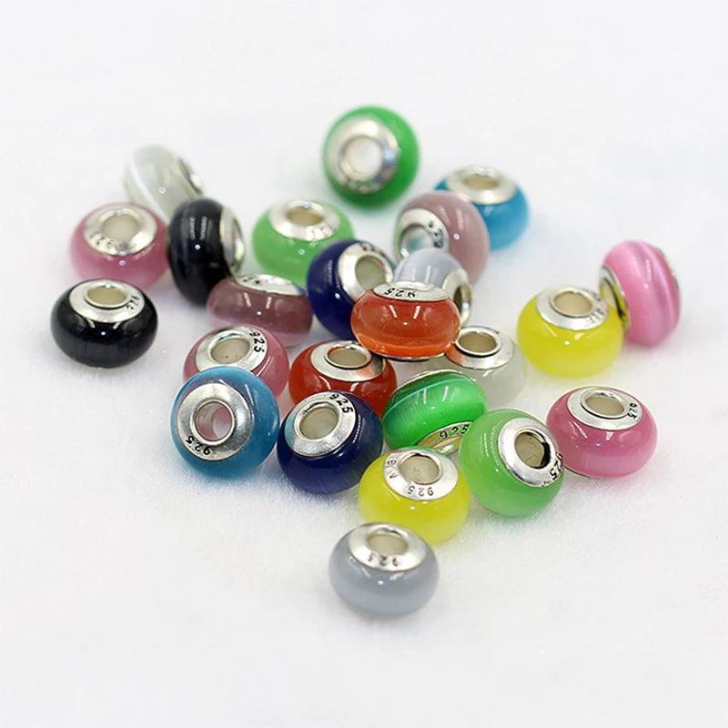 10 шт. бусины из натурального камня опал серебро 925 пробы кошачий глаз|beads opal|czech