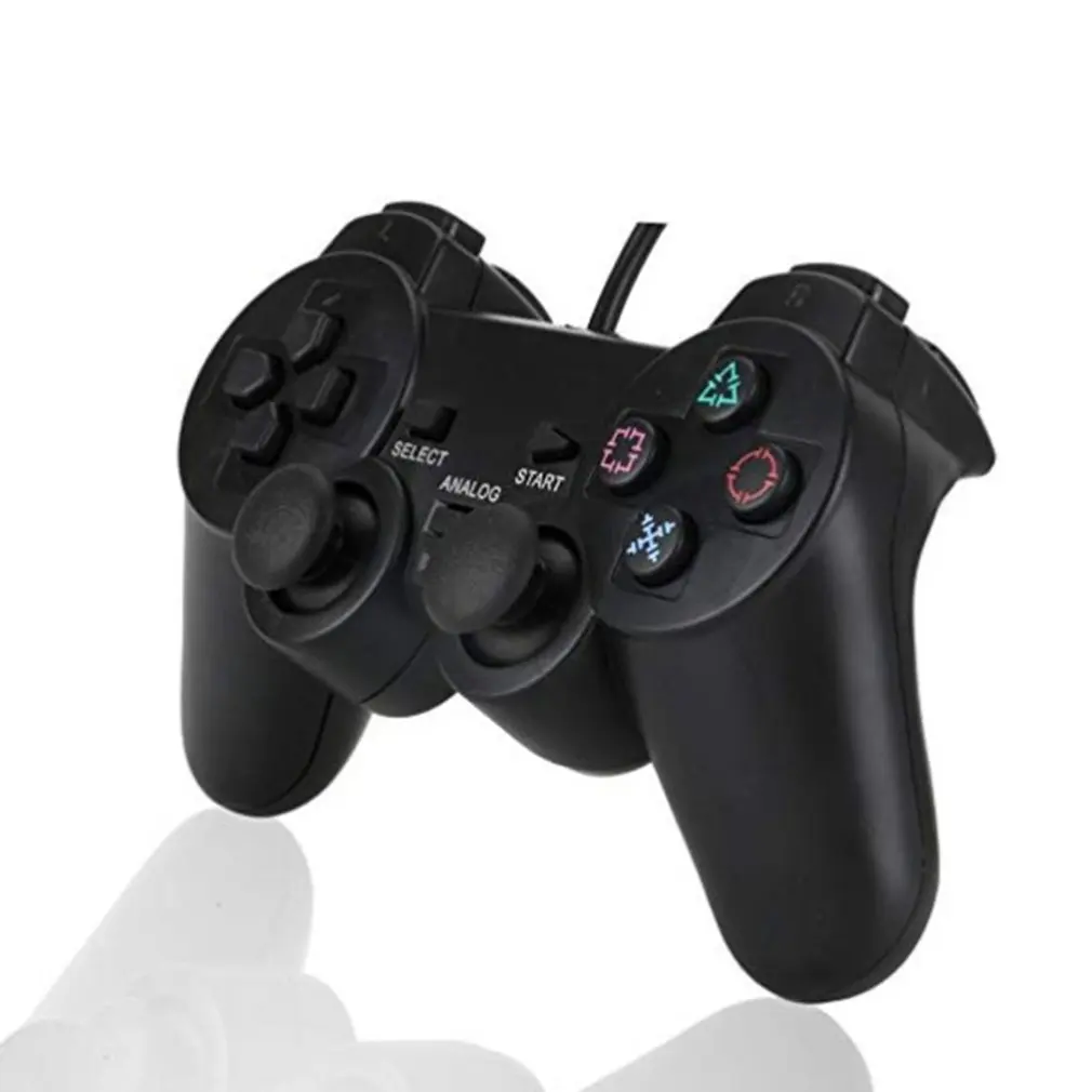 black Проводные контроллеры геймпады для sony PS2 Playstation 2 Dual Shock консоль для видеоигр джойстик геймпады длинный кабель джойстик - Цвет: black