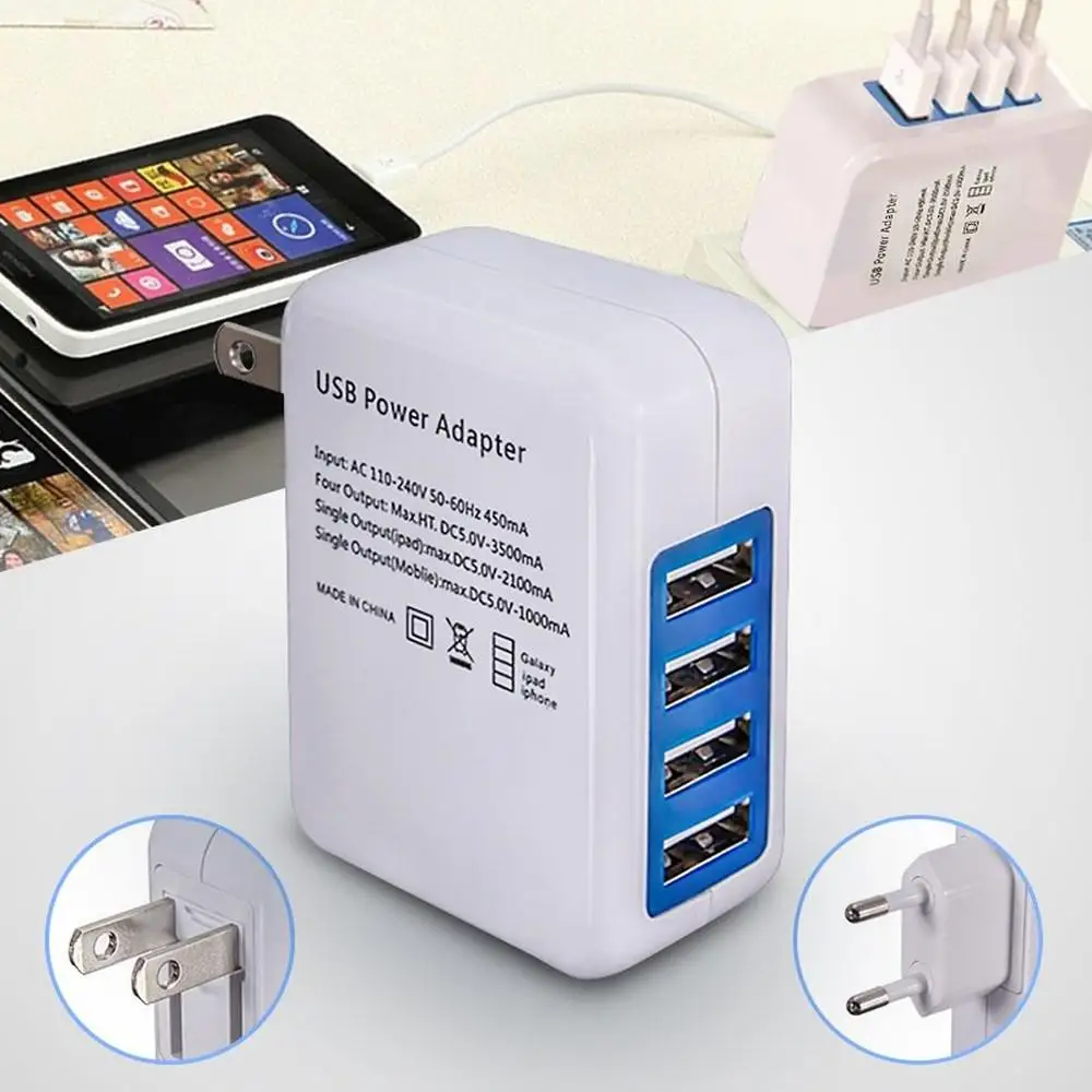 EastVita универсальное USB зарядное устройство для iPhone Samsung Android Путешествия 5V 4A 4