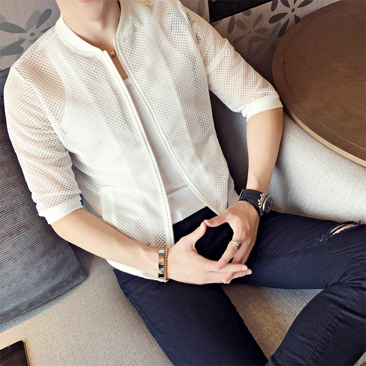 Куртка мужская сетчатая роскошная ажурная одежда для ночного клуба вечерние