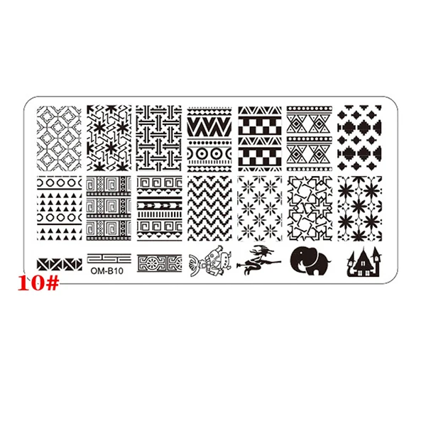 Pattern 10 1 шт. прямоугольник Нержавеющая сталь Дизайн ногтей штамповка Плиты шаблона цветочный Кружево сетки ногтей изображения Stamp плиты DIY Инструменты для маникюра - Цвет: Pattern 10