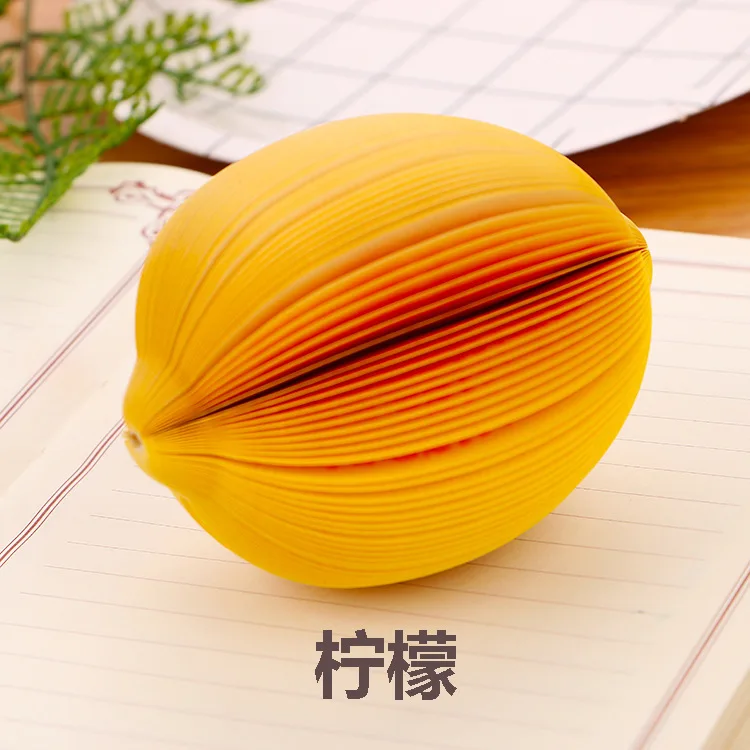 Lemon 130 листов овощей и фруктов, Kawaii блокнот для заметок, милый блокнот для заметок, стикер для дневника, школы и меда, товары для дома, рождественский подарок - Цвет: Lemon
