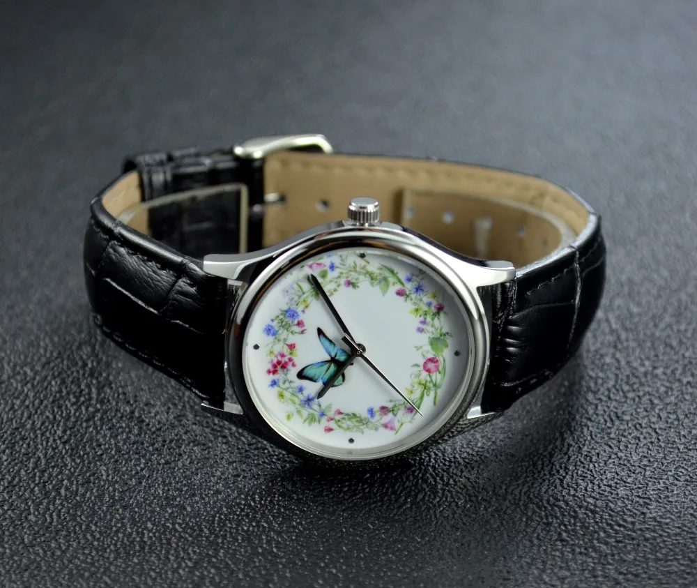Женские часы с цветами и бабочками женские Бесплатная доставка по всему миру |