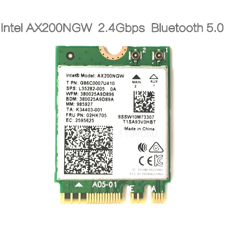 Сетевая карта Intel AX200 Band 2400 Мбит/с беспроводная NGFF M.2 Bluetooth 5 0 Wi Fi 2 4G/5G 802.11ac/ax Wifi