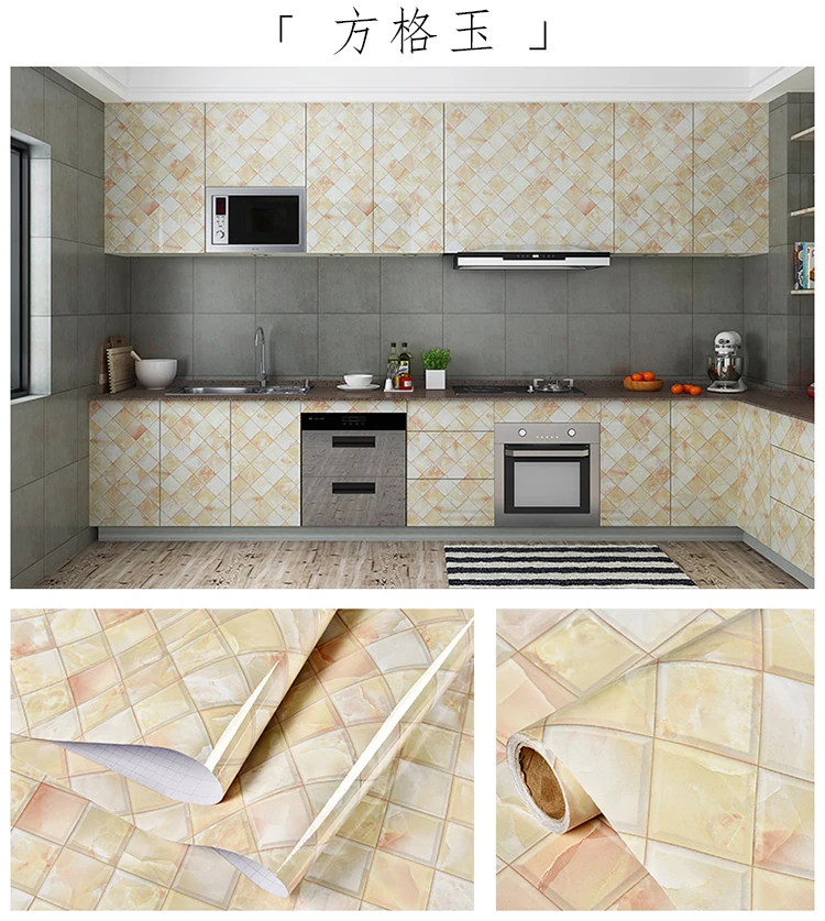 80cm Kitchen oil stickers self-adhesive marble pattern waterproof cabinet stove countertop wallpaper desktop bathroom renovation