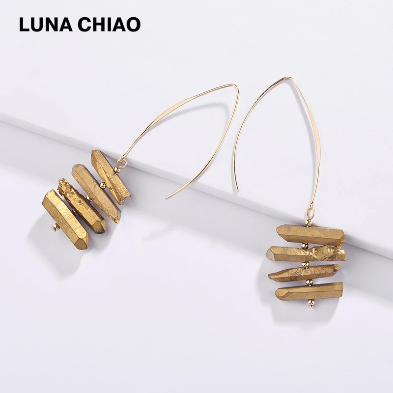 Женские серьги-подвески с большим крючком LUNA CHIAO модные ювелирные изделия из