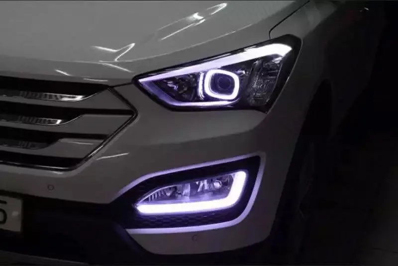 LED DRL daytime running light for Hyundai IX45 New santa fe 2013-15 guiding design pure white with yellow turn |