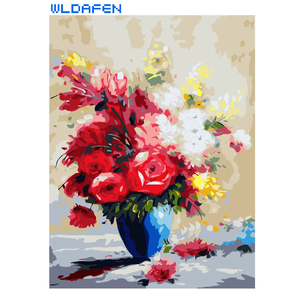 

Frameless Picture Vintage Flower DIY Painting By Numbers Europe Hand Painted Oil On Canvas Acrylic Paint For Home Decor