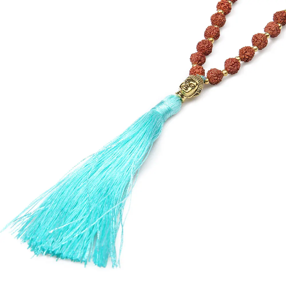 Balibali 2018 Модное Длинное Ожерелье с кисточками натуральный камень Rudraksha бисерные