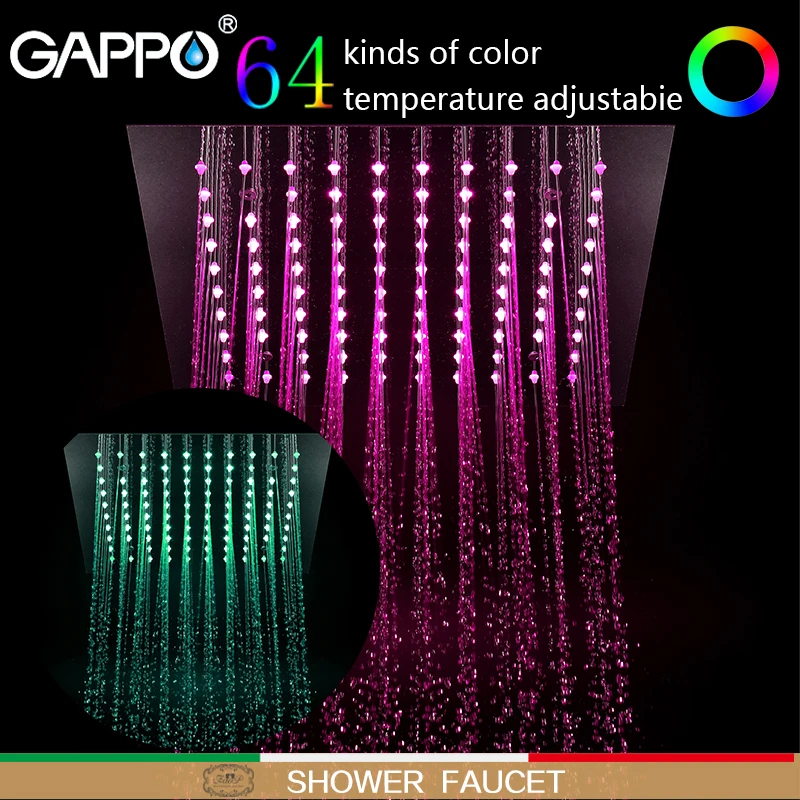 Смеситель для душа GAPPO настенный кран Водопад со светодиодным датчиком крепление