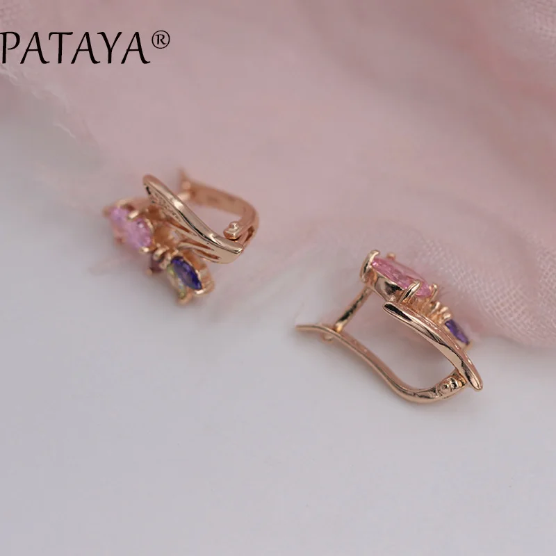 PATAYA разноцветные натуральный кубический цирконий серьги 585 розовое золото RU популярный эксклюзивный дизайн ювелирные изделия женские роскошные висячие серьги
