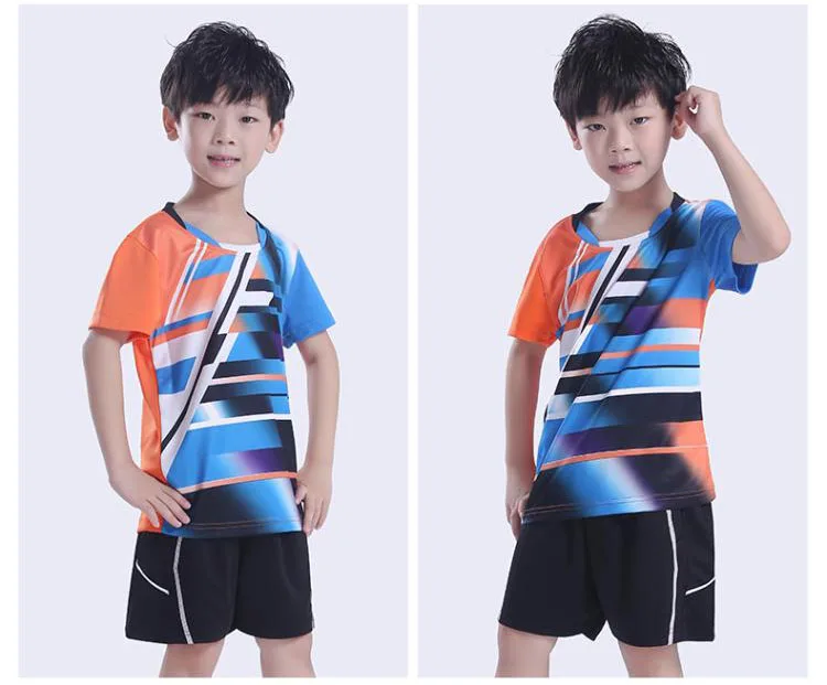 Рубашка для бадминтона мальчиков и девочек Джерси + шорты Быстросохнущий Детский