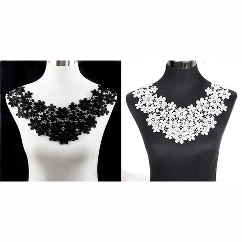 Комплект из 2 предметов белый и черный цветок вышивка кружевной воротник по линии
