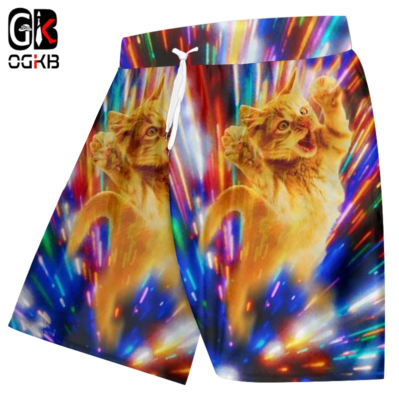 Шорты боксеры OGKB мужские с забавным принтом модные пляжные 3d рисунком цветным