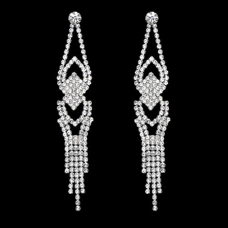 style 7--9.2cm TREAZY, Длинные свадебные Висячие Серьги серебряного цвета с кристаллами для женщин, стразы, кисточки, висячие серьги, подарки для невесты, вечерние ювелирные изделия - Окраска металла: style 7--9.2cm