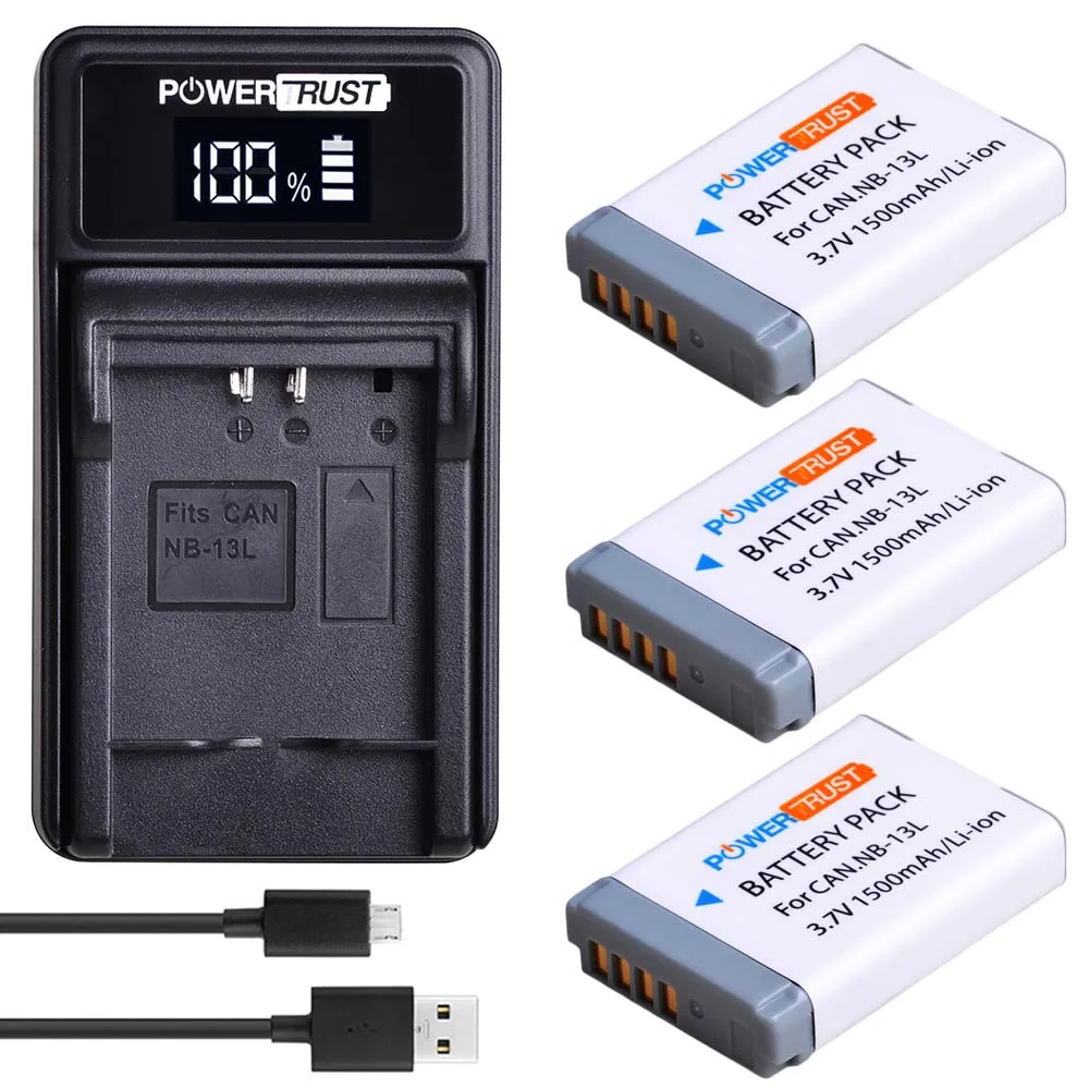 3Battery and Charger 2x1500 mAh NB-13L NB13L NB 13L батарея+ светодиодный USB зарядное устройство для Canon PowerShot G5X G7X G9X G7 X Mark II G9 X, SX620 SX720 SX730 HS - Цвет: 3Battery and Charger