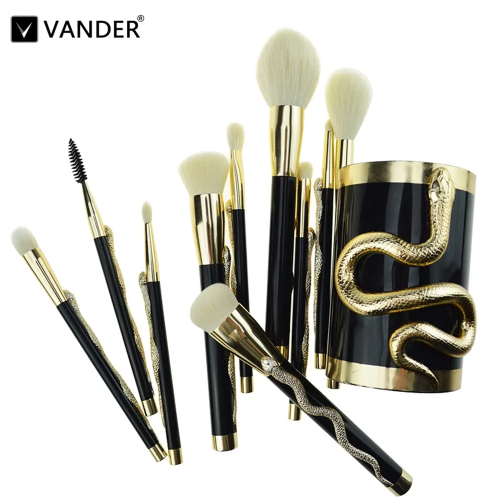 

10Pcs Makeup Brushes Synthetic Hair Make Up Set Professional Powder Foundation Eyeliner Cosmetics Tools Kit Bucket Holder